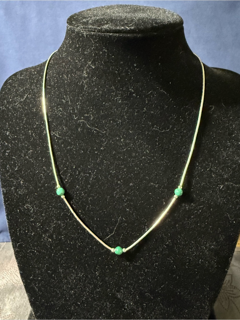 Liquid Silver and Malachite Necklace 925